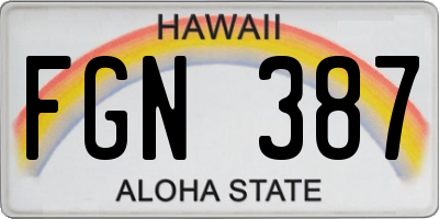 HI license plate FGN387