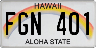 HI license plate FGN401
