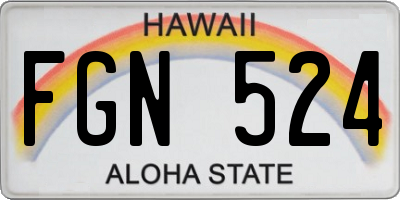 HI license plate FGN524