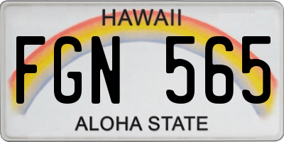HI license plate FGN565