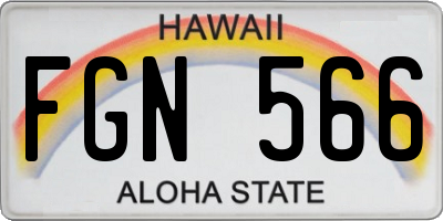 HI license plate FGN566