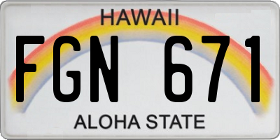 HI license plate FGN671