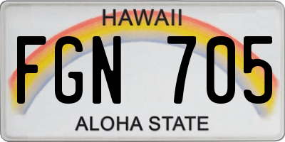 HI license plate FGN705