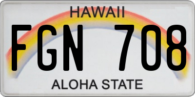 HI license plate FGN708