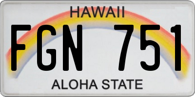HI license plate FGN751