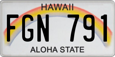 HI license plate FGN791