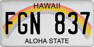 HI license plate FGN837