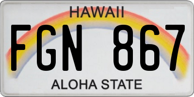 HI license plate FGN867