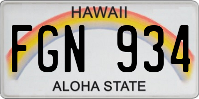 HI license plate FGN934