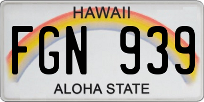 HI license plate FGN939
