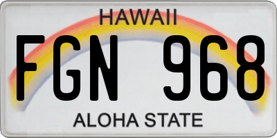 HI license plate FGN968