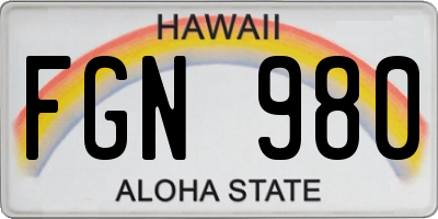 HI license plate FGN980