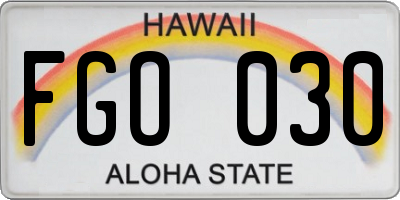 HI license plate FGO030