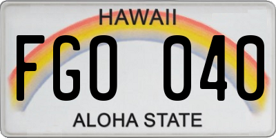 HI license plate FGO040