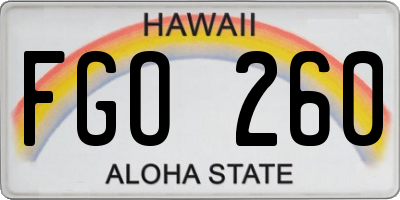 HI license plate FGO260
