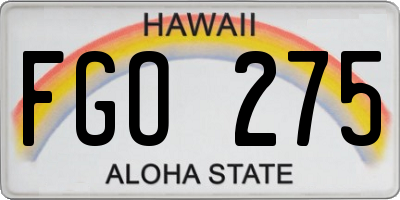 HI license plate FGO275