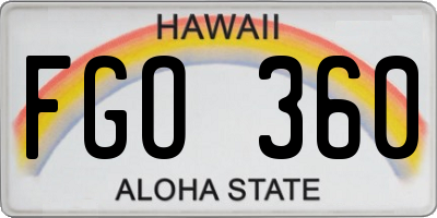 HI license plate FGO360
