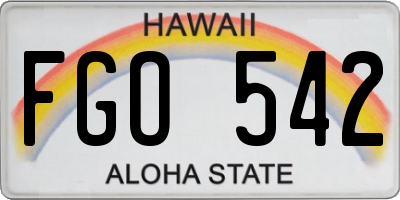 HI license plate FGO542