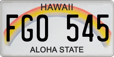 HI license plate FGO545