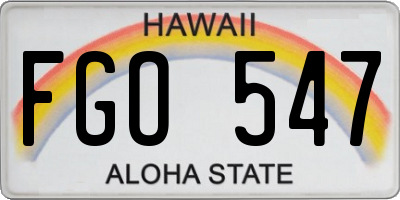 HI license plate FGO547