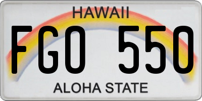 HI license plate FGO550