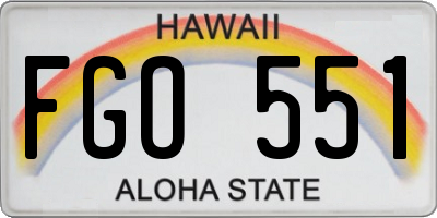 HI license plate FGO551