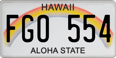 HI license plate FGO554