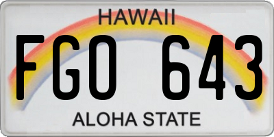 HI license plate FGO643