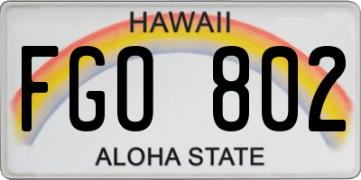 HI license plate FGO802