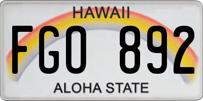 HI license plate FGO892