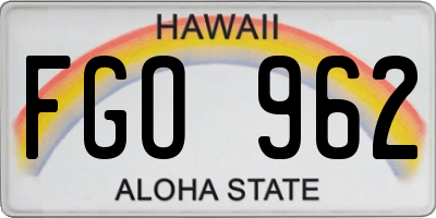 HI license plate FGO962