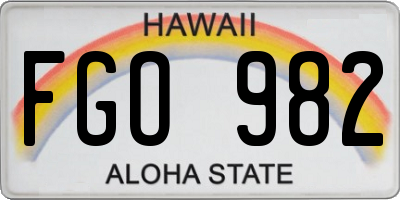 HI license plate FGO982