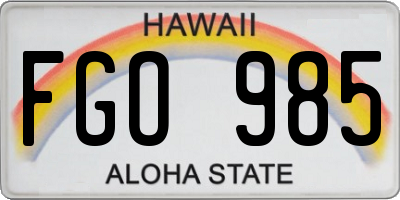 HI license plate FGO985