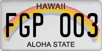HI license plate FGP003