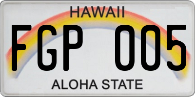 HI license plate FGP005