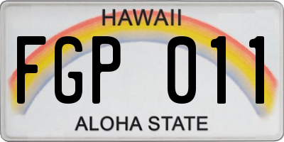 HI license plate FGP011