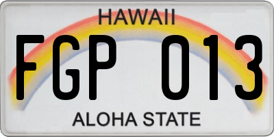 HI license plate FGP013