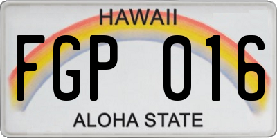 HI license plate FGP016