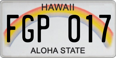 HI license plate FGP017
