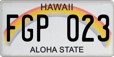 HI license plate FGP023