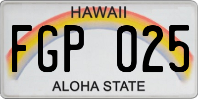 HI license plate FGP025