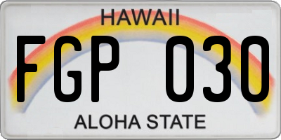 HI license plate FGP030