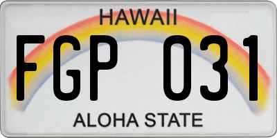 HI license plate FGP031