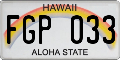 HI license plate FGP033