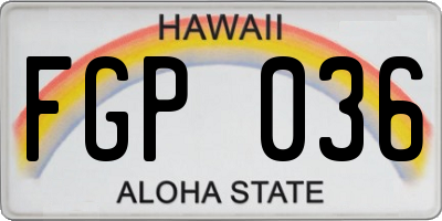 HI license plate FGP036