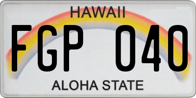 HI license plate FGP040