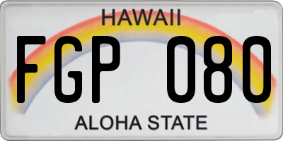 HI license plate FGP080