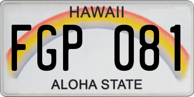 HI license plate FGP081