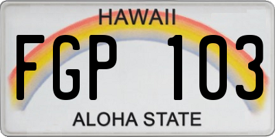 HI license plate FGP103
