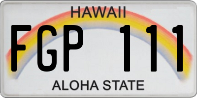 HI license plate FGP111